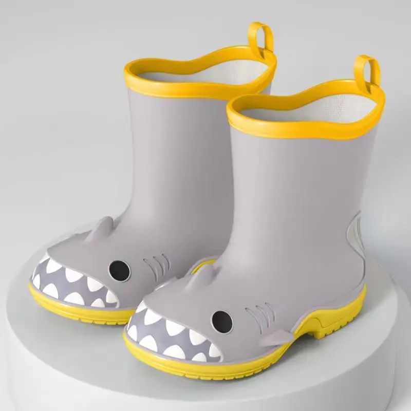 New Children's High Top Cover Foot Cartoon Rain Shoes Boys Girls Soft Bottom Non Slip Detachable Cotton Sleeve Warm Water Shoe