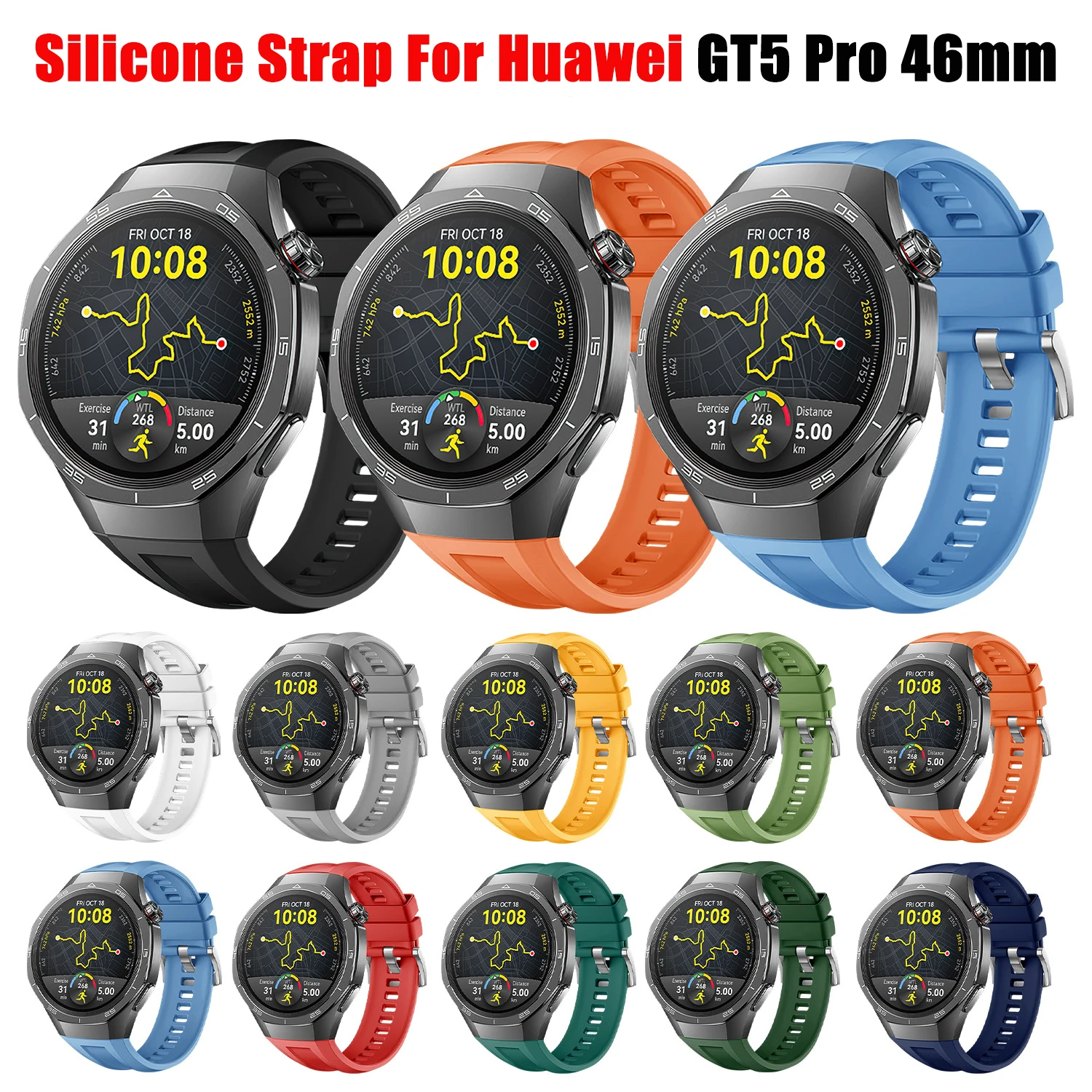 Silicone Strap For Huawei Watch GT5 Pro 46mm Watchband Bracelet For Huawei Watch GT5 Pro 46mm Smartwatch Wristband Accessories