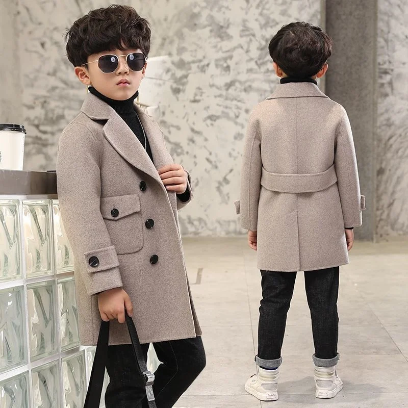 Children Boys Girls Wool Coat Jacket Outerwear 2023 Newest Thicken Plus Velvet Winter Autumn Cotton Children\'s Clothing Unisex