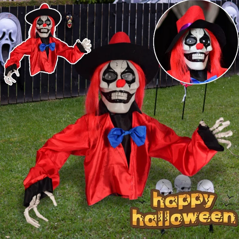 

Spooky Glow Clown Ghost Lawn Stakes Halloween Yard Decor Outdoor Scary Scene Setup Photography Props for Party Garden Decoration