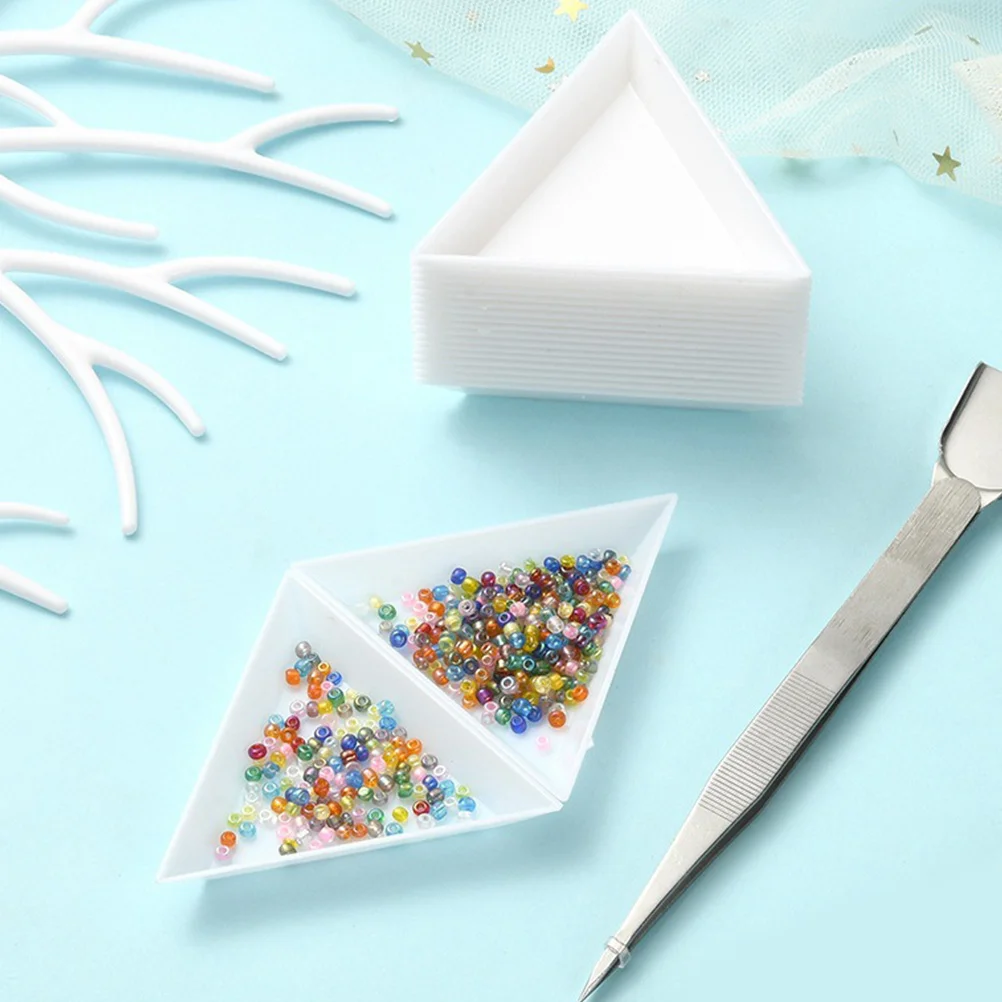 

1Set Bead Sorting Trays Triangle Plastic Stainless Steel Tweezer Scoop Jewelry Making Rhinestone Organizer Tool