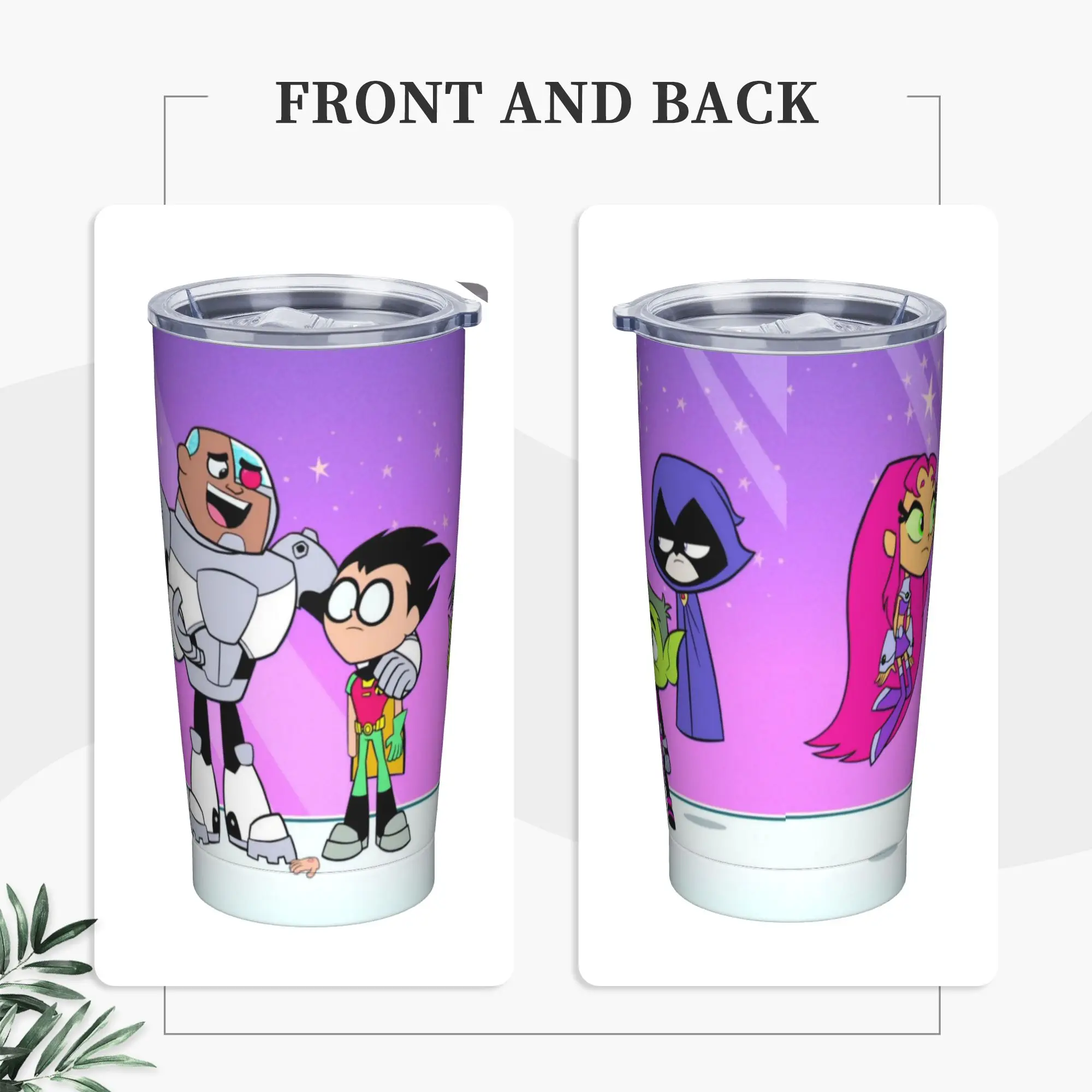 Teen Go Cartoon Tumbler Vacuum Insulated Anime Coffee Cups with Lid Straw Double Wall Mugs Water Bottle, 20oz view 2