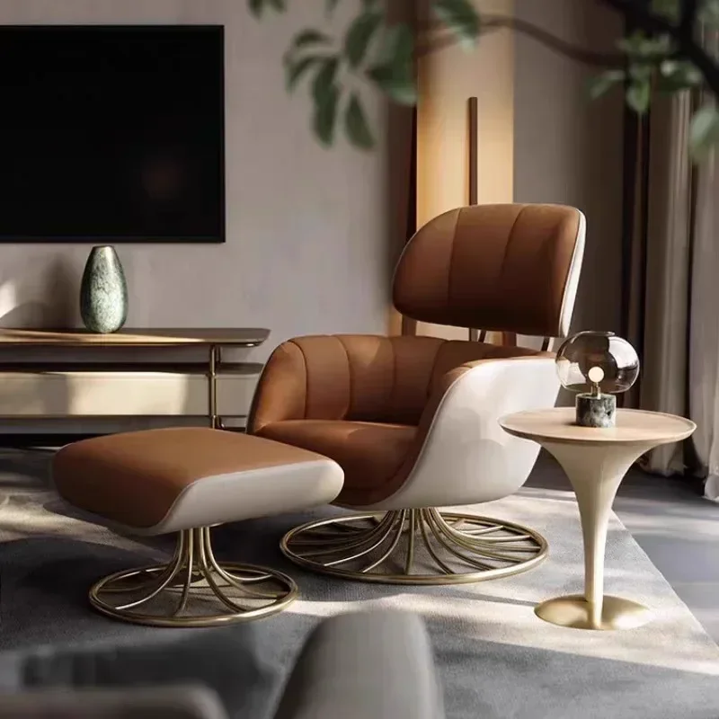 Home designer, light luxury leather fabric single casual sofa chair