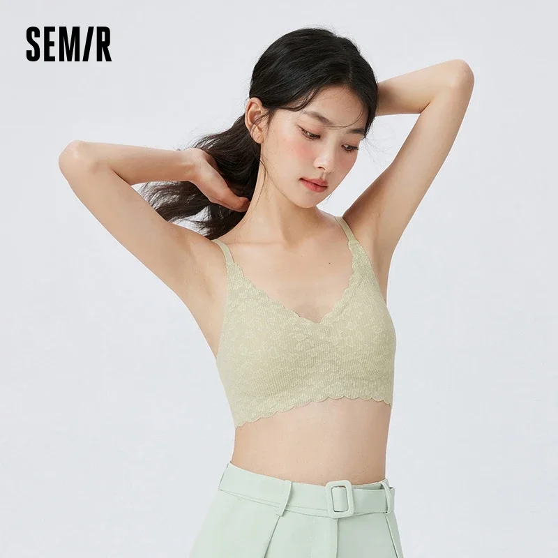 

Semir Bra Women Lace Suspenders Elastic Soft Back-Beautiful Antibacterial Breathable Comfortable Wire-Free Underwear