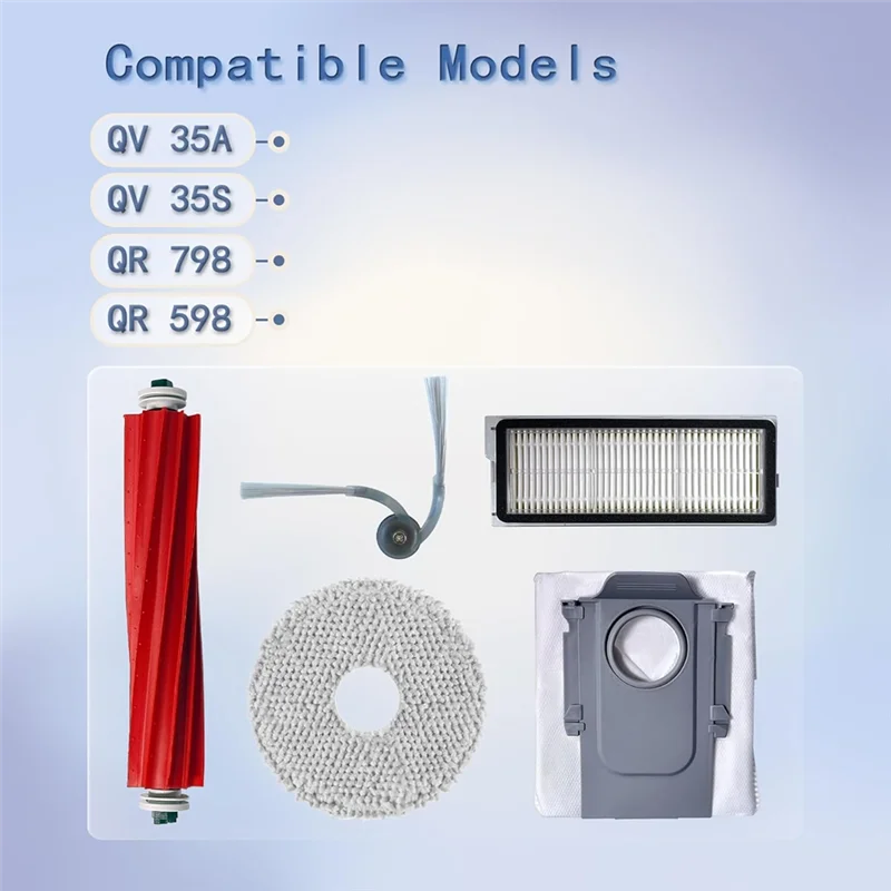 

AT19-Replacement Accessories Kit Compatible With Roborock QV 35A, QV 35S QR 798, QR 598 Robot Vacuum