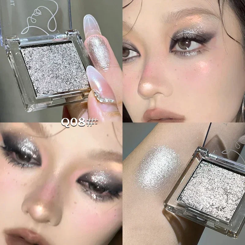 Sombra de ojos azul-rosa con purpurina, 9 colores, textura de patata, brillo nacarado, gusano de seda, Diamante impermeable, maquillaje coreano polarizado