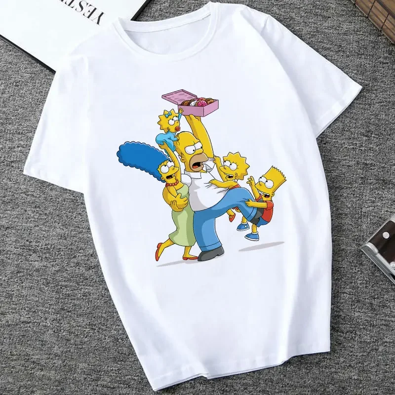 

Kawaii The Simpsons T-shirt Girls Boys Summer T-shirt Print Aesthetic Tshirt Harajuku Fashion Unisex Streetwear Shirt Female