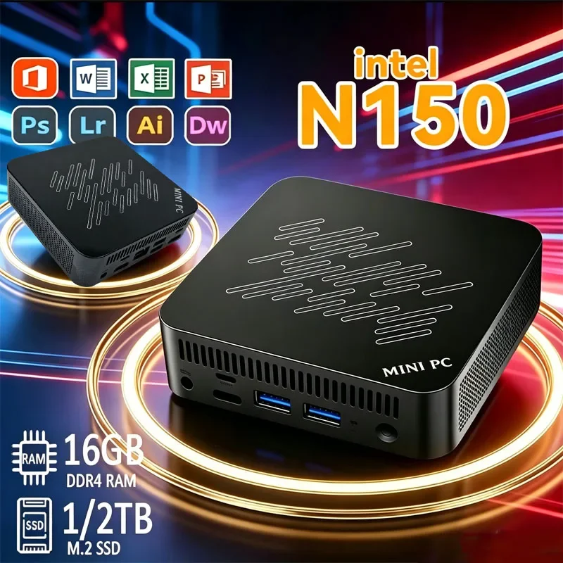 ミニpc-インテルn150-16gb-1tb-2tb-m2-ssd-4k-トリプルディスプレイ-wifi6-bluetooth52-ビジネス-オフィス-ゲーミング-ミニデスクトップ