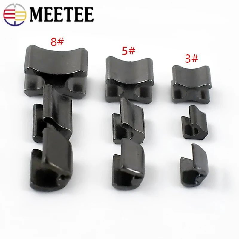 50/100Pcs Meetee 3# 5# U Stopper Metal Non-slip Zip End Lock Zipper Repair Tail Clip Zips Stop Ends Locks Sewing Accessories