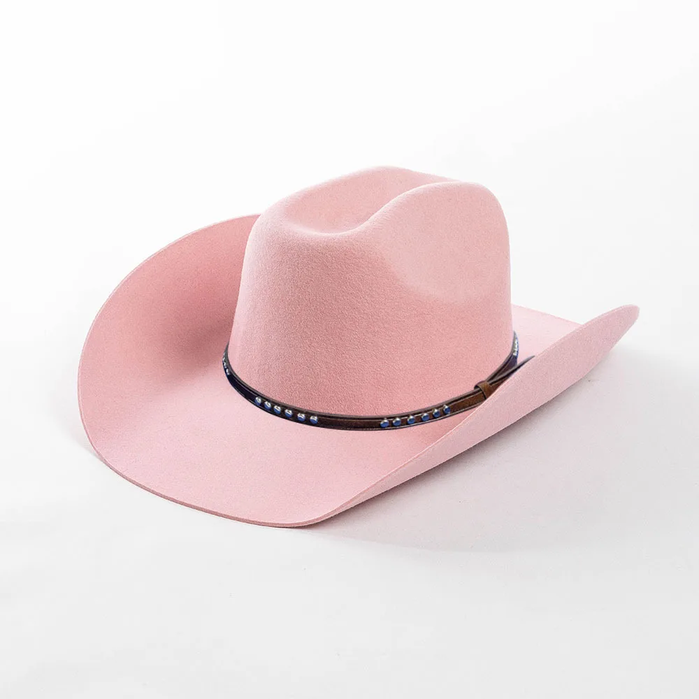 USPOP Herfst Winter Western Cowboyhoed Unisex Casual Bezaaid Wolvilt Hoed met Riem Grote Maat Fedora Verkrijgbaar in Maten S-XL