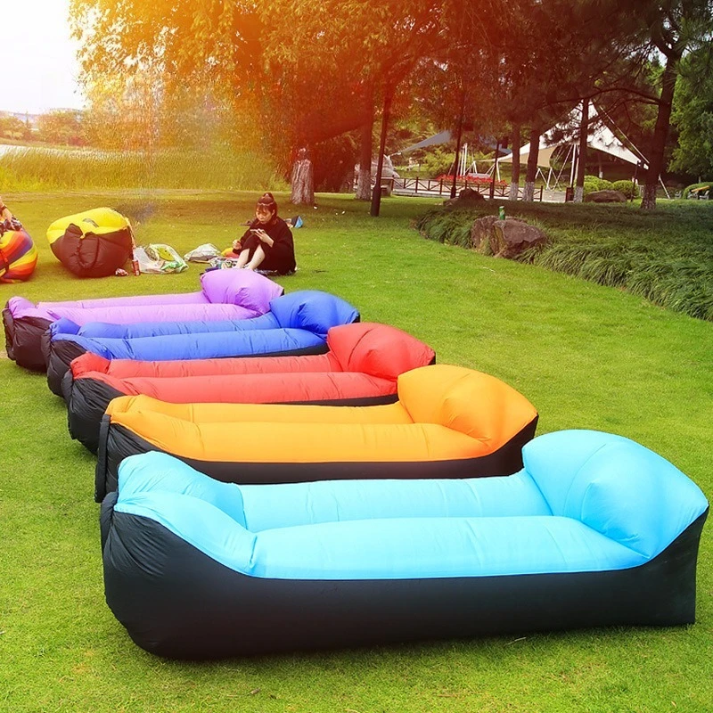 Sofá inflable portátil para exteriores, tumbona inflable para el sol, silla inflable, bolsa de plátano, cama de aire para acampar, Beanbag