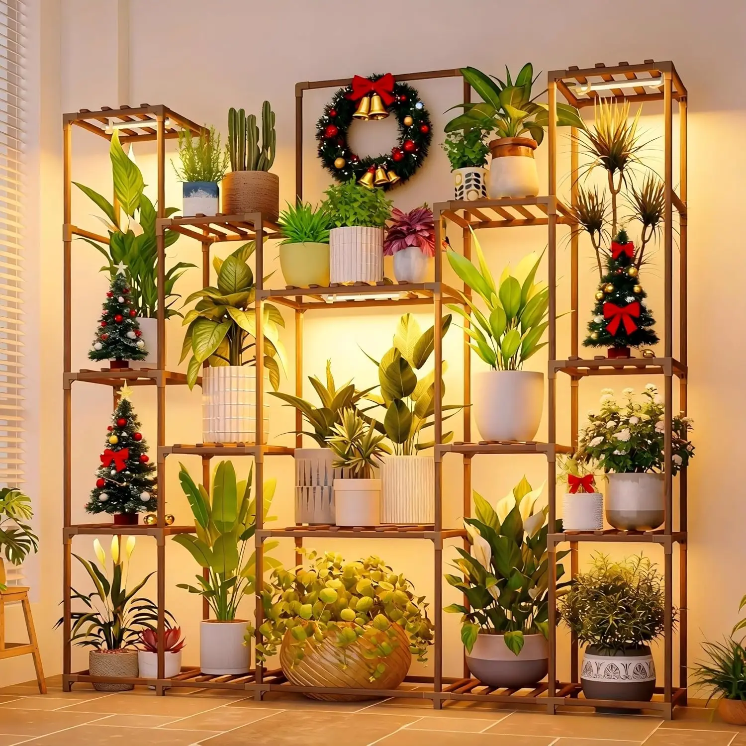 

17-Tier Plant Stand with Grow Lights, Large Indoor Hanging Shelf for Living Room Patio Decor