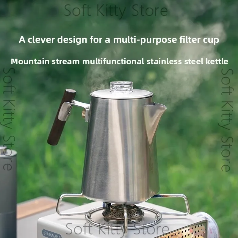 Stainless steel kettle for boiling water Outdoor kettle for making tea Special camping tea stove Portable teapot