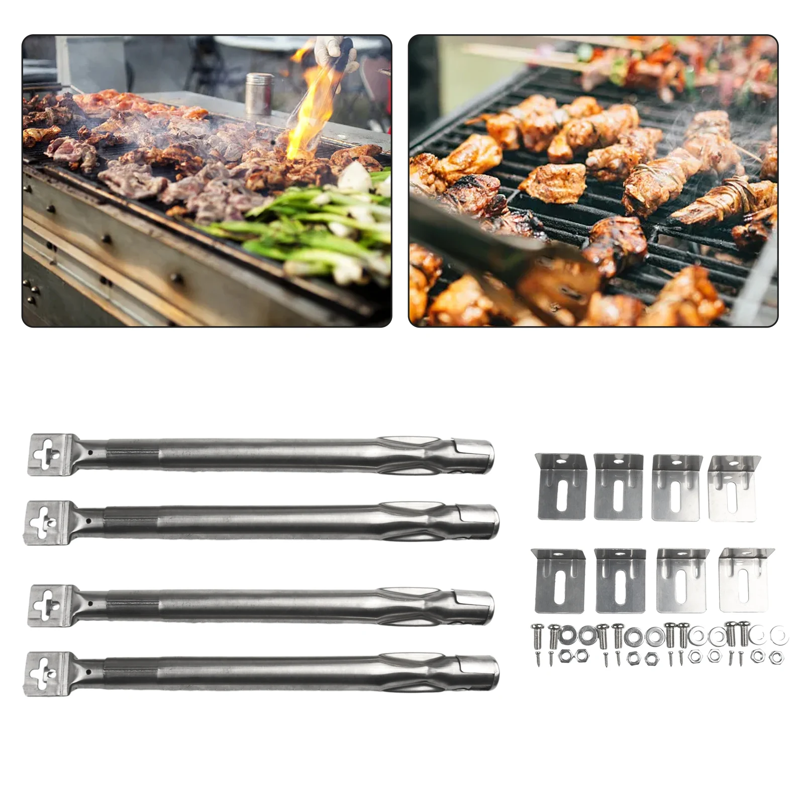 BBQ Stainless Steel Burner Set for Gas Grill 4 Pcs 3542cm Length 11mm Hole Diameter Improved Airflow for Uniform Cooking