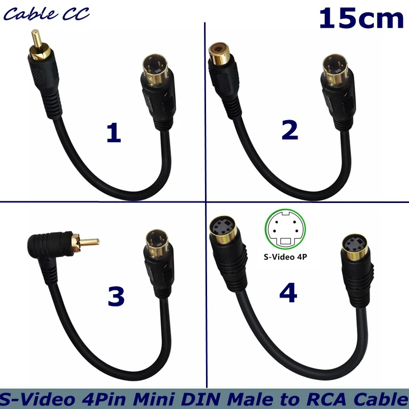 Ancable S-Video 4Pin Mini DIN Male to RCA Female Composite Adapter Cable to Connect PC Laptops with 4-Pin S-Video Jacks to TV 