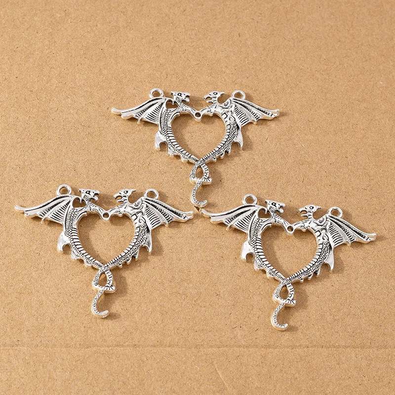 4pcs 62*50mm Retro Alloy Animal Dragon Pendants Charm for Jewelry Making Earrings Necklace DIY Accessories Supplies