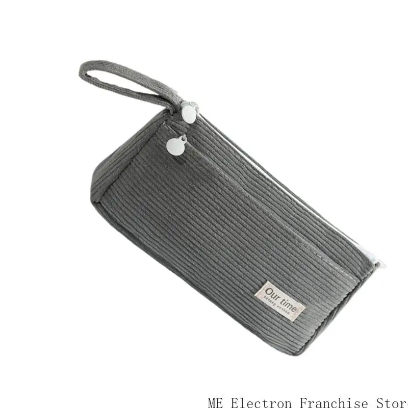 T5EA Bolsa bolígrafo pana doble capas 2 Bolsa lápiz compartimento para estudiante