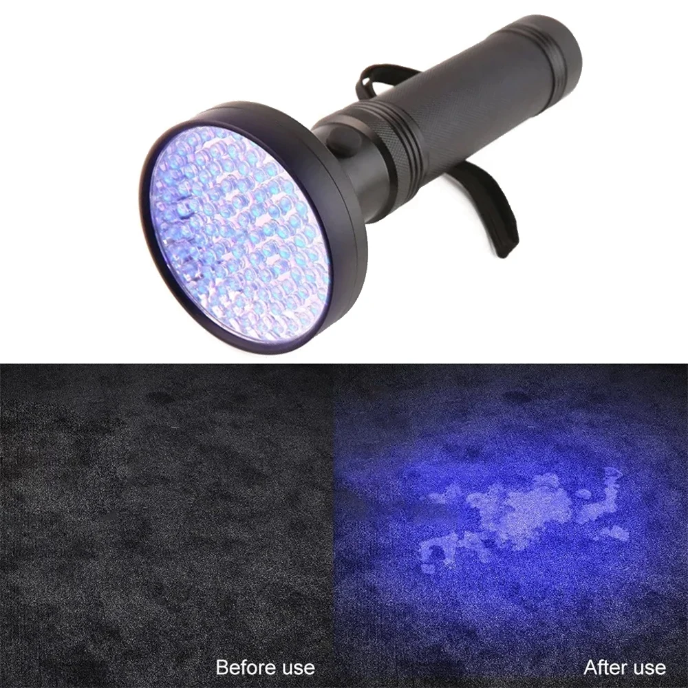 Imagem -03 - Lanterna Ultravioleta Black Shell Led Lâmpada de Luz uv 395nm Tocha de Alumínio a Pilhas Detector de Manchas de Urina para Cães 100leds