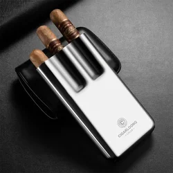 Travel Portable Cigar Case Moisturizing 3 Tube Cigar Humidor Cow Leather Gift Package Multicolor Fits 25mm Diameter Cigar