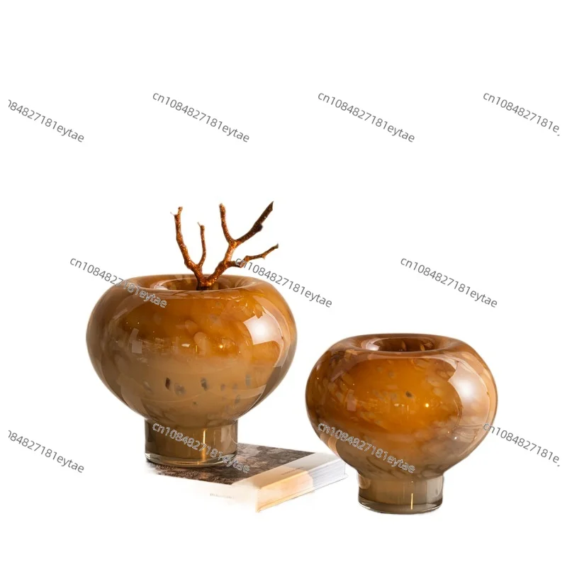 Colored Gradient Glass Vase, Circular Plant Pot, Aesthetic Table & Room Decor, Floral Arrangement
