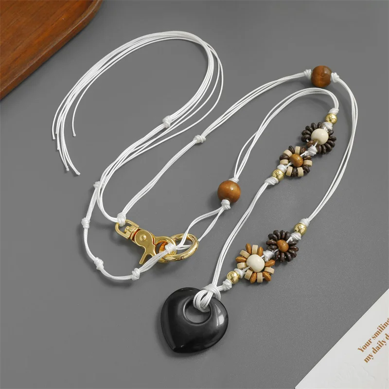 Collar tejido multielemento de amor de ágata negra de estilo étnico de huerto para mujer, joyería Vintage exquisita que combina con todo