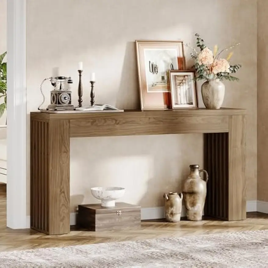 Farmhouse Entryway Table with Vertical Legs,Rectangular Sofa Tables Accent Table, Hallway, Foyer
