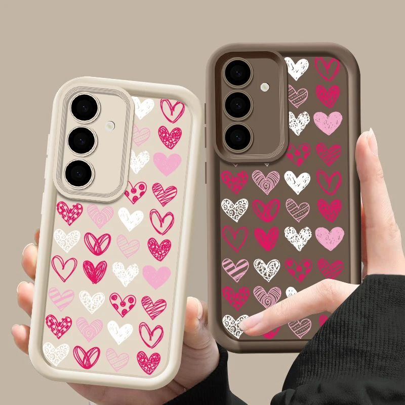 Love Heart Pattern Soft Phone Case For Samsung Galaxy S24 S23 S22 Ultra Plus S23 S24 FE A53 A54 A35 A34 A15 A55 A25 A16 5G Cover