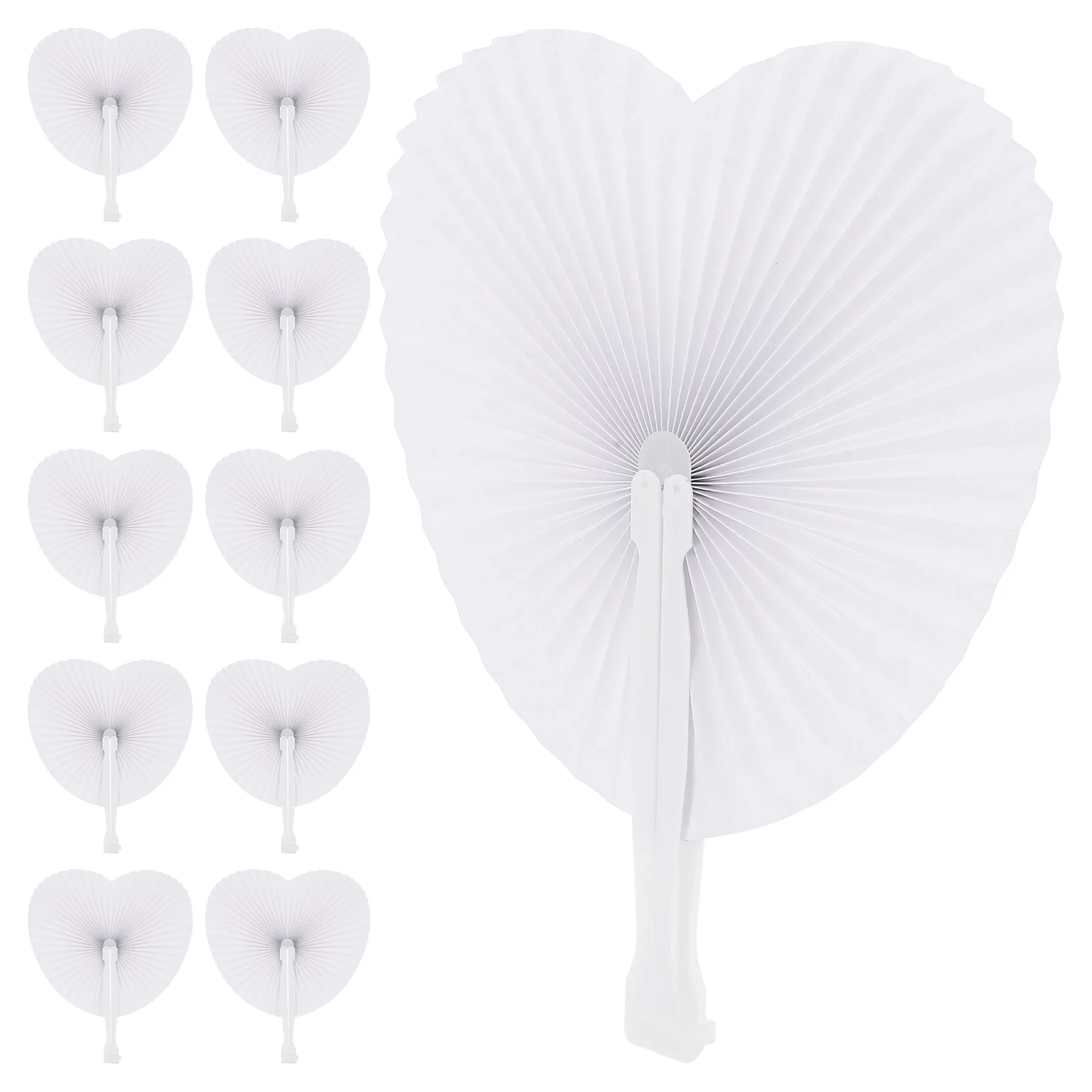 

48pcs Paper Heart Shape Fans Blank Handheld Party Favors for Wedding Festival Paper Fan Wedding Fan