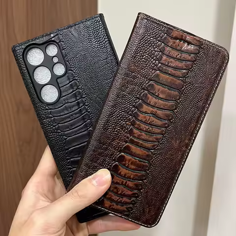 Magnetic Genuine Leather Skin Flip Wallet Book Phone Case Cover On For Samsung Galaxy S25 S24 S23 S22 S21 FE Plus Ultra Edge 5G