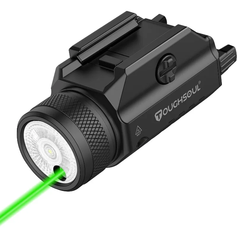 

TOUGHSOUL 1200 Lumens Picatinny Rail Mount Pistol Light Green Laser Combo, White LED Flashlight