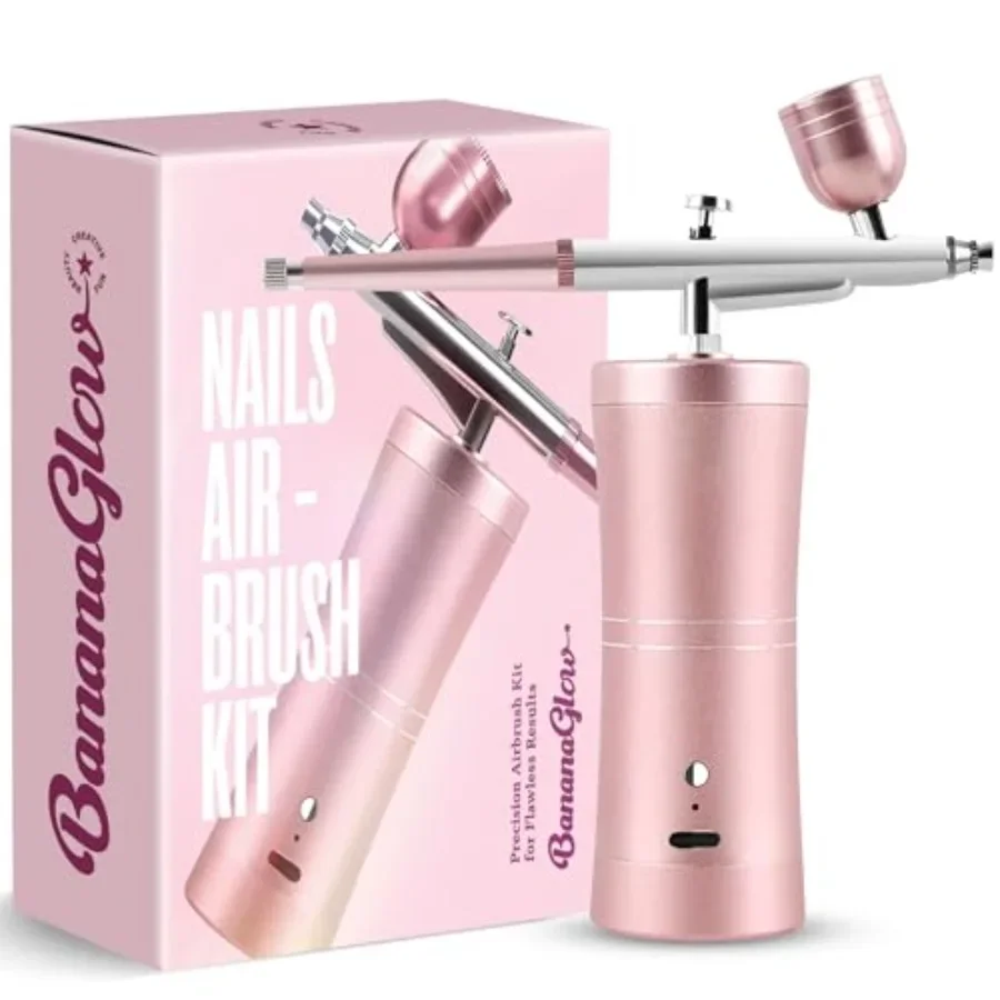 

Nail Airbrush Kit with Compressor 48PSI Rechargeable Cordless Professional Air Brush Set with 0.3mm Nozzle and Cleaning Tools f