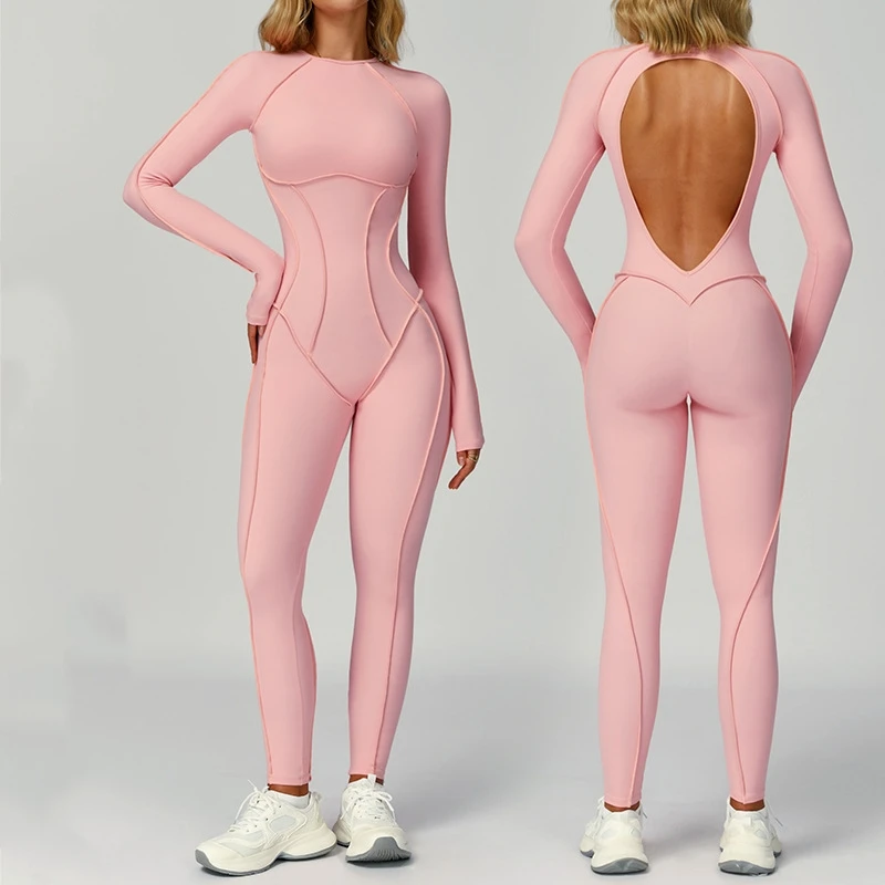 

Sexy Rompers Workout Jumpsuit Long Sleeves Sports Overalls Women Gym Running Fitness Suits Gym Tracksuit Sportswear Yoga Set