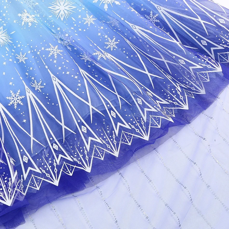 Kinder Mädchen Eis-Schnee-Prinzessin Kostümkleid mit Pailletten, Umhang und komplettem Zubehör für Halloween, Geburtstag, Cosplay, Themenparty-Outfit – Detail 9