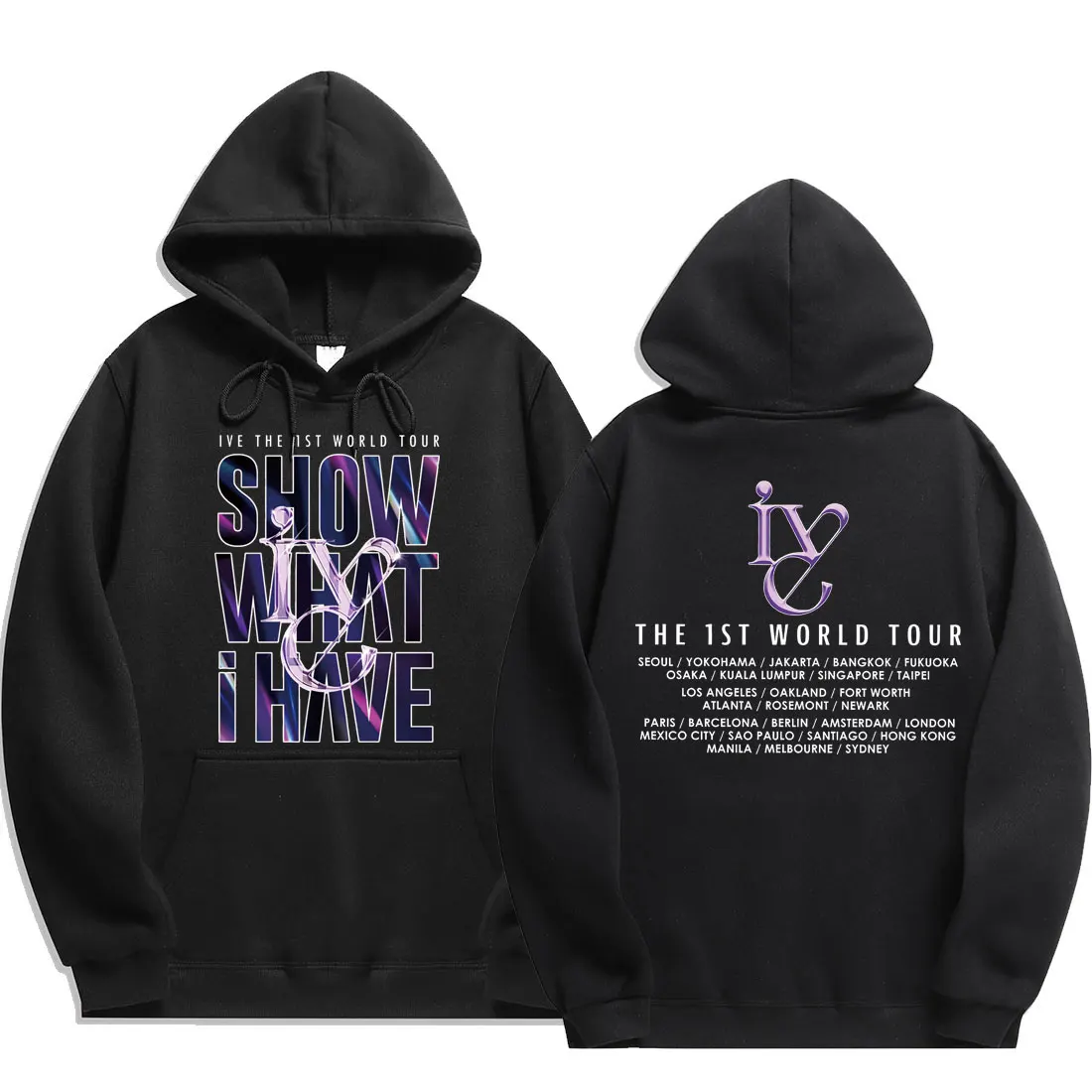 Kpop IVE The 1ST World Tour Show What I Have Merch prints Hoodie Long Sleeve Streetwear Men Women Hooded Sweatshirt Clothes