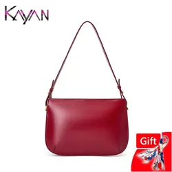 3-layers Compartments Genuine Leather Womem's Underarm Shoulder Bag Crossbody Handle Bag for Female Messenger Satchel Purse