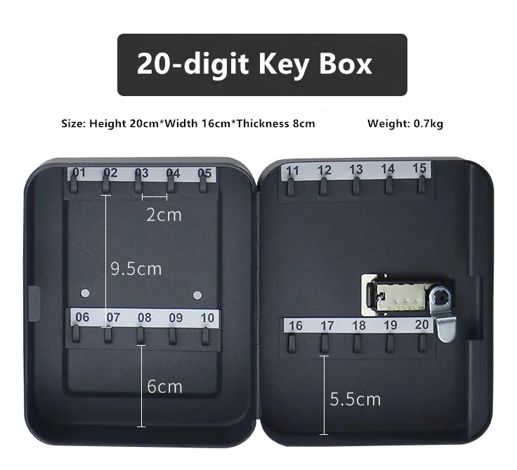 Wall Mounted Key Storage Secret Box Organizer Password Security Combination Lock Home Key Safe