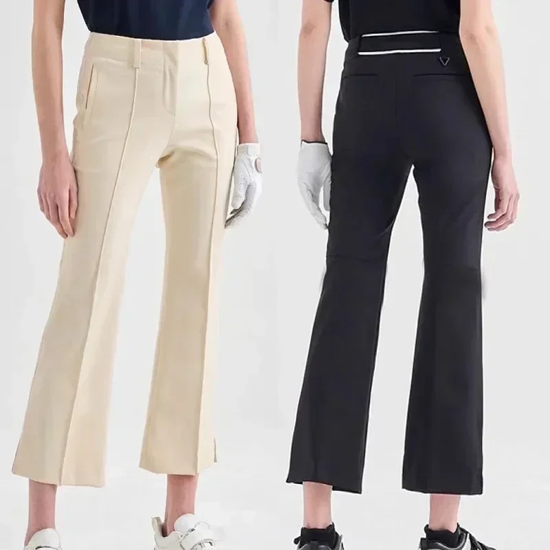 

2024 New Original Golf Straight Leg Pants Summer Solid Color Micro Flare Split Cropped Pants