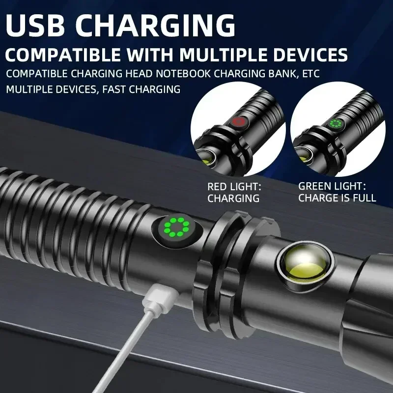 Baseball Bat LED Self-defense Flashlight telescopic Zoom Super Bright Self Defense Mace Light Tactical Baton Emergency Torch