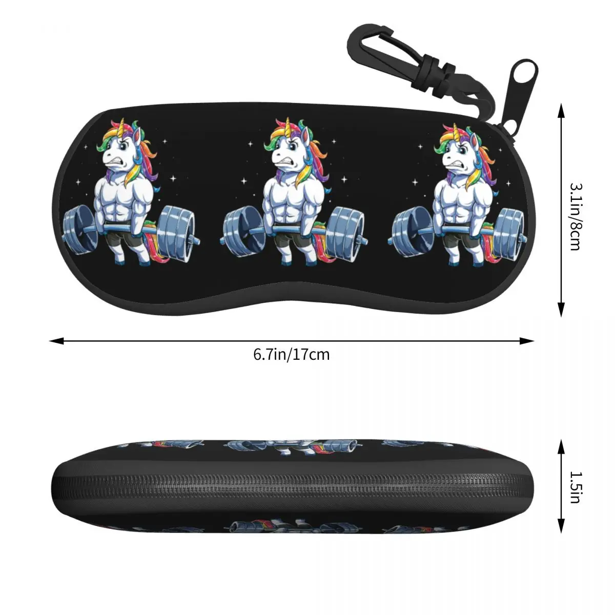 Unicorn Weightlifting Fitness Gym Deadlift Rainbow Shell Glasses Case Unisex Cool Eyeglasses Case Sunglasses Protector Box