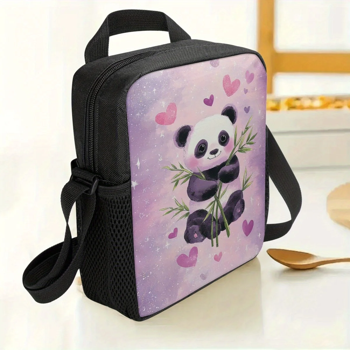 Insulated Lunch Tote Featuring a Charming Panda Design, Versatile Cooler Bag with Shoulder Strap, Safe for Non-Food Items