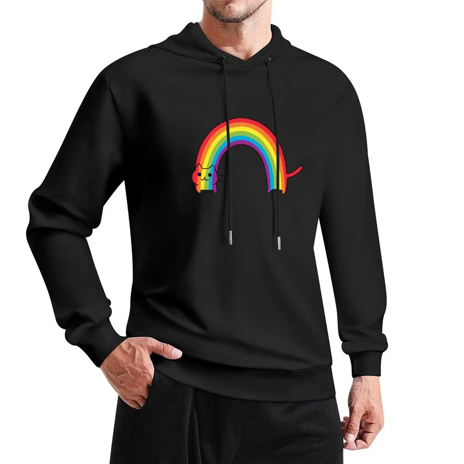 

Rainbow Cat Pullover Hoodie anime clothes men's clothing blouse new in hoodies and blouses