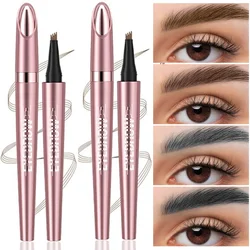 4 Fork Tip Eyebrow Pencil 3D Microblading Waterproof Dark Brown Natural Colour Fine Stroke Magic Eyebrow Pencil 2024 New Ladies