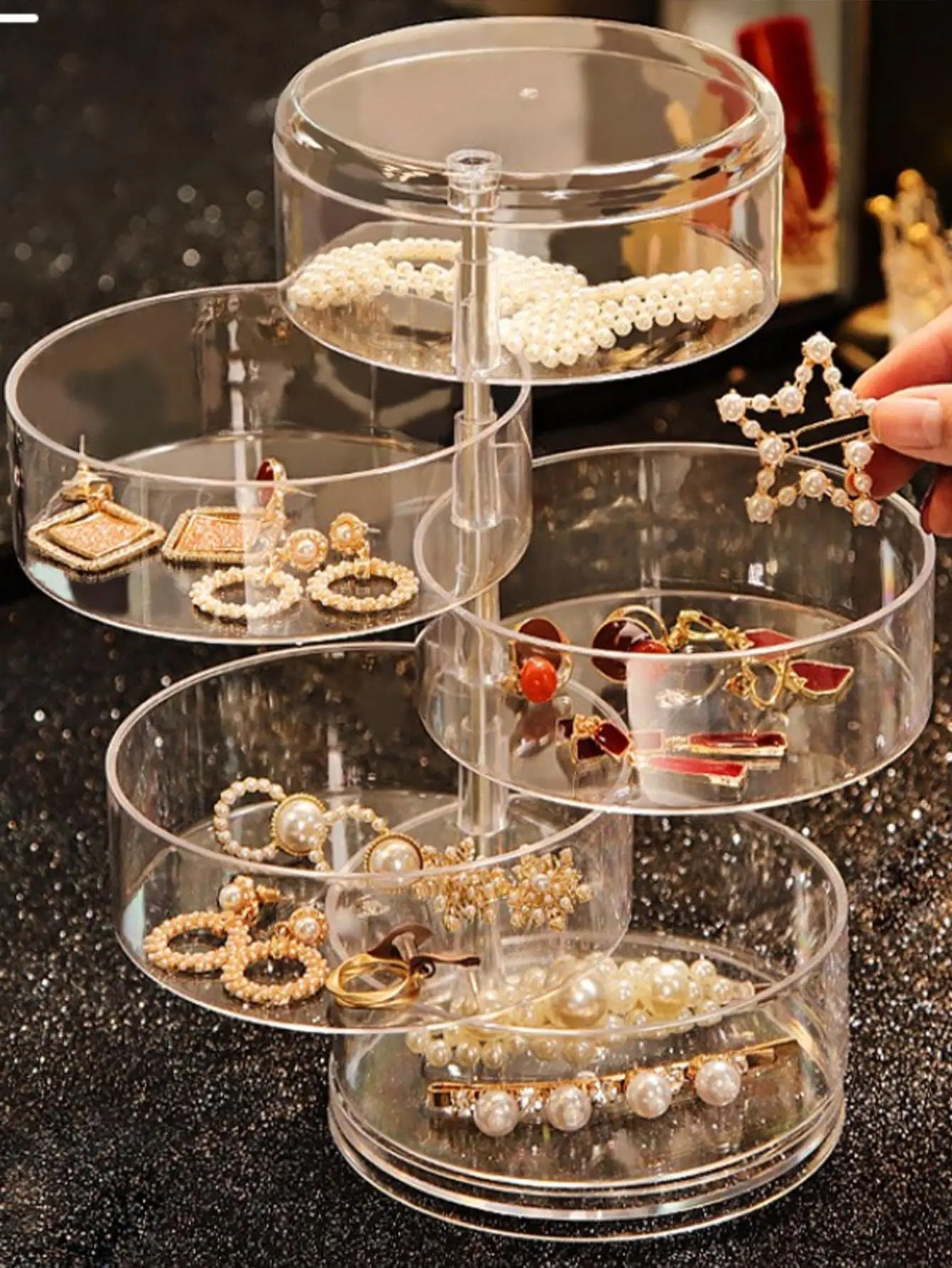 

3-Tier Transparent Jewelry Organizer Mother's Day Valentine Gift