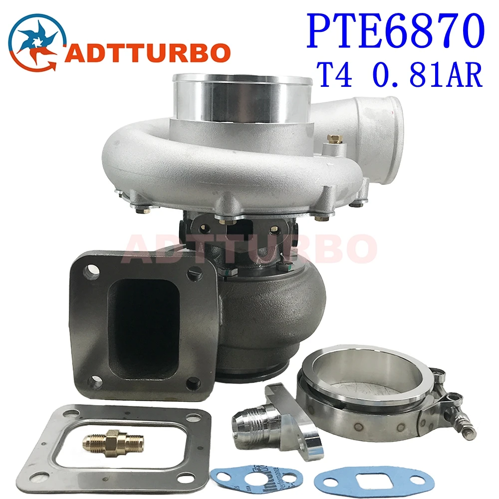PTE6870 Gen2 Ball Bearing 0.81AR T4 Vband PTE 6870 Turbo 1100 HP Performance Turbo for Precision Turbine Supercharger Ball Bea