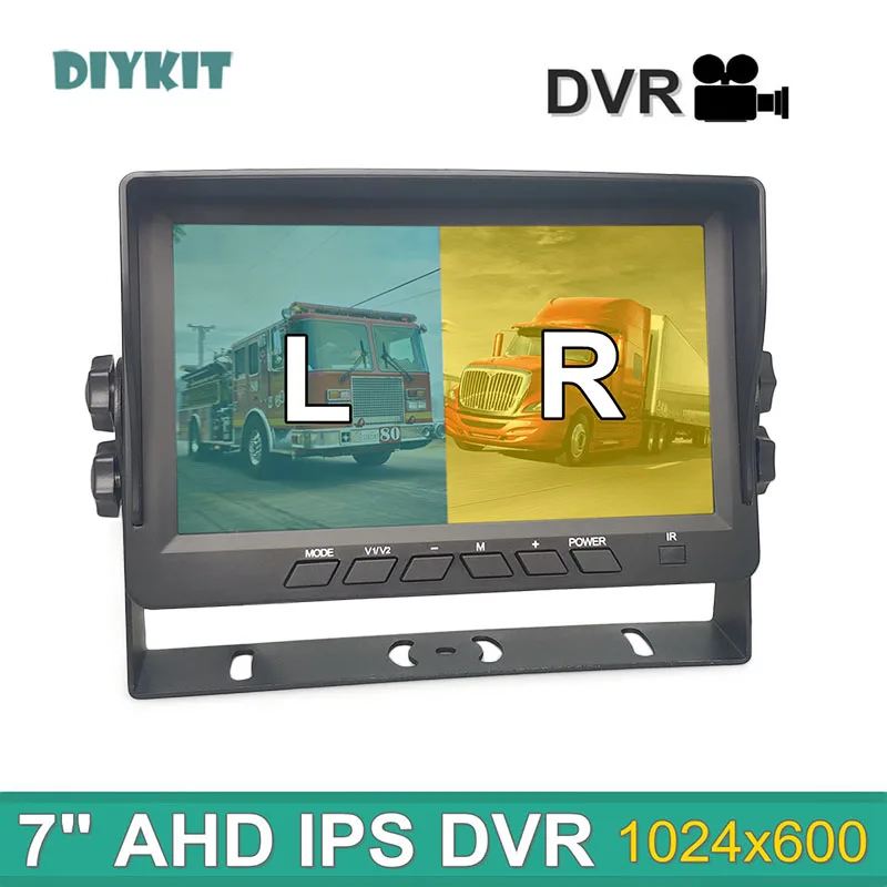 

DIYKIT 7inch AHD IPS 2CH Rear View Car Monitor Support 720P 1080P AHD CVBS Camera Video Recording Diaplay 2 Cameras Image