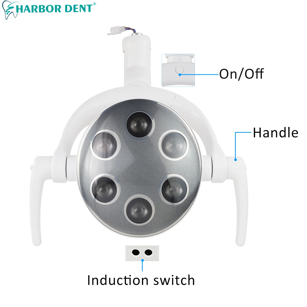 Dentale 6 LED luce orale con 15W regolabile giallo bianco colore luminosità dentista sensore di induzione lampada operazione strumento di odontoiatria