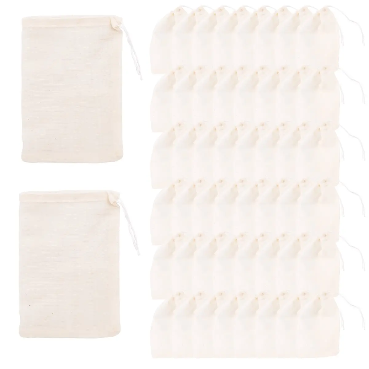 ✱50 Pcs 4 x 6 Inches Cotton Muslin Bags, Reusable Drawstring Bags for Tea, Cheesecloth Sachet Bags for Party,Home Storage