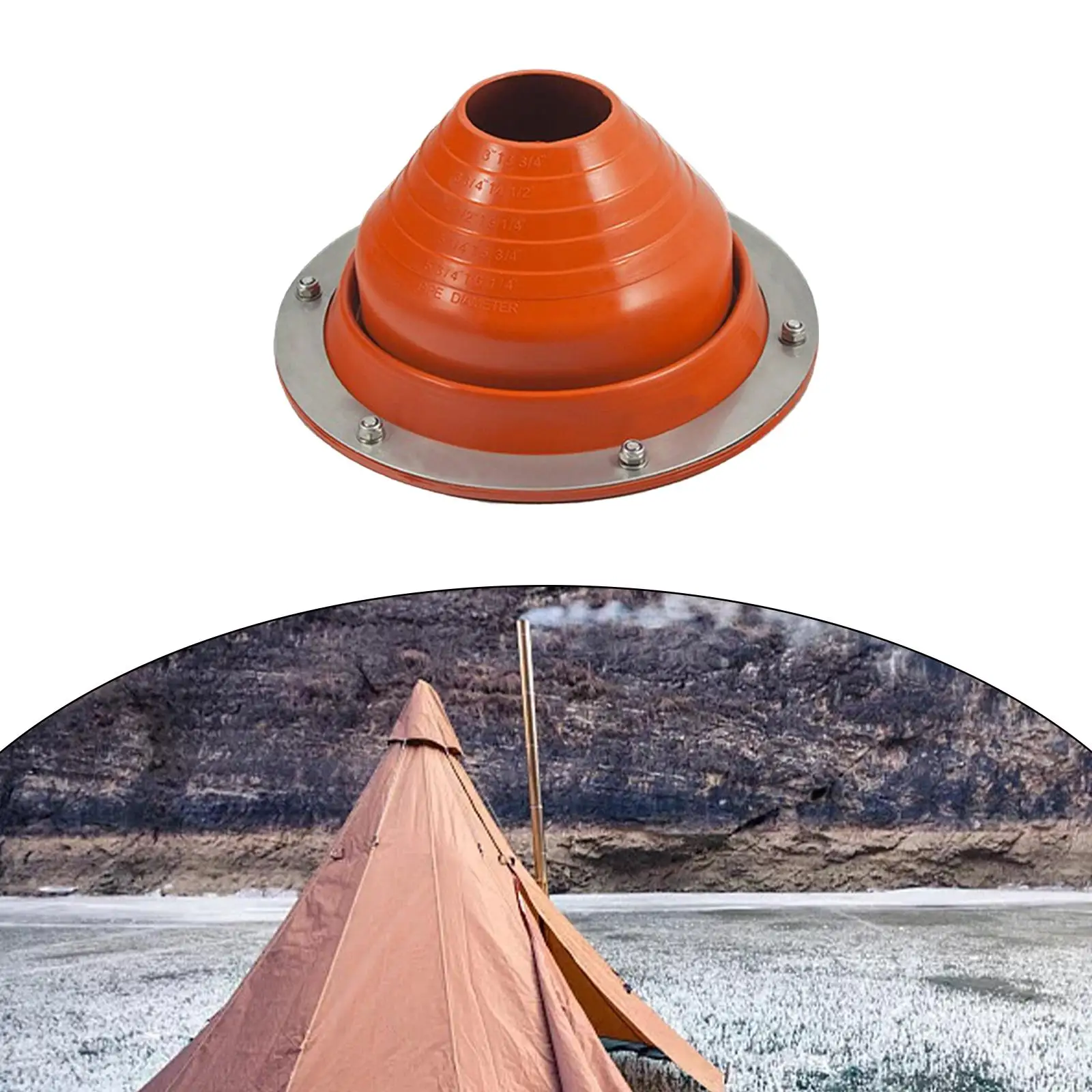 

Silicone Roof Pipe Flashing Wood Burner Flue Pipe Fitting Round Base for Outdoor Camping