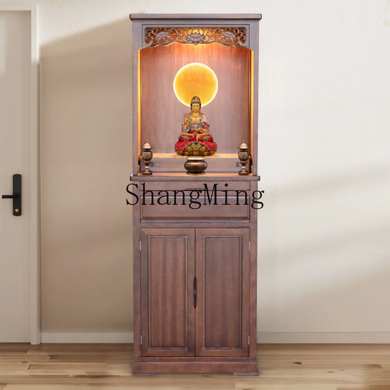 

FG solid wood Buddhist niche household with door Buddhist cabinet Guanyin Taiwan God of Wealth Buddhist platform