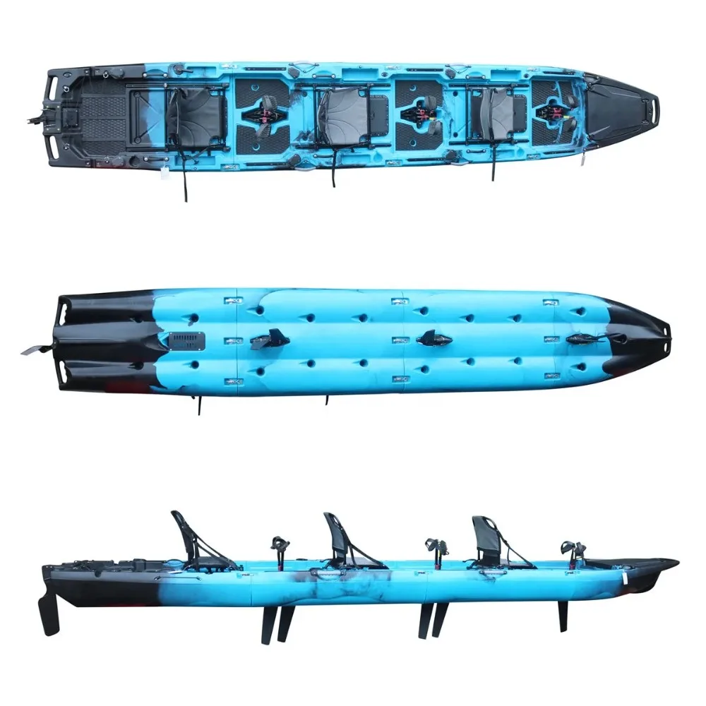 Vicking 18.6ft Modular Detachable 4 Section 3  Person Pedal Drive or Electric Motorized Fishing Kayak HDPE Plastic Material